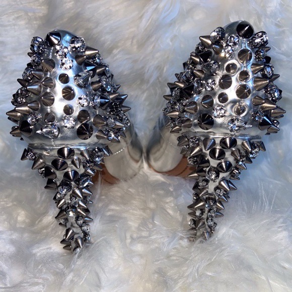 Sam Edelman Larissa Gunmental peep toe studded back heels - Picture 3 of 4